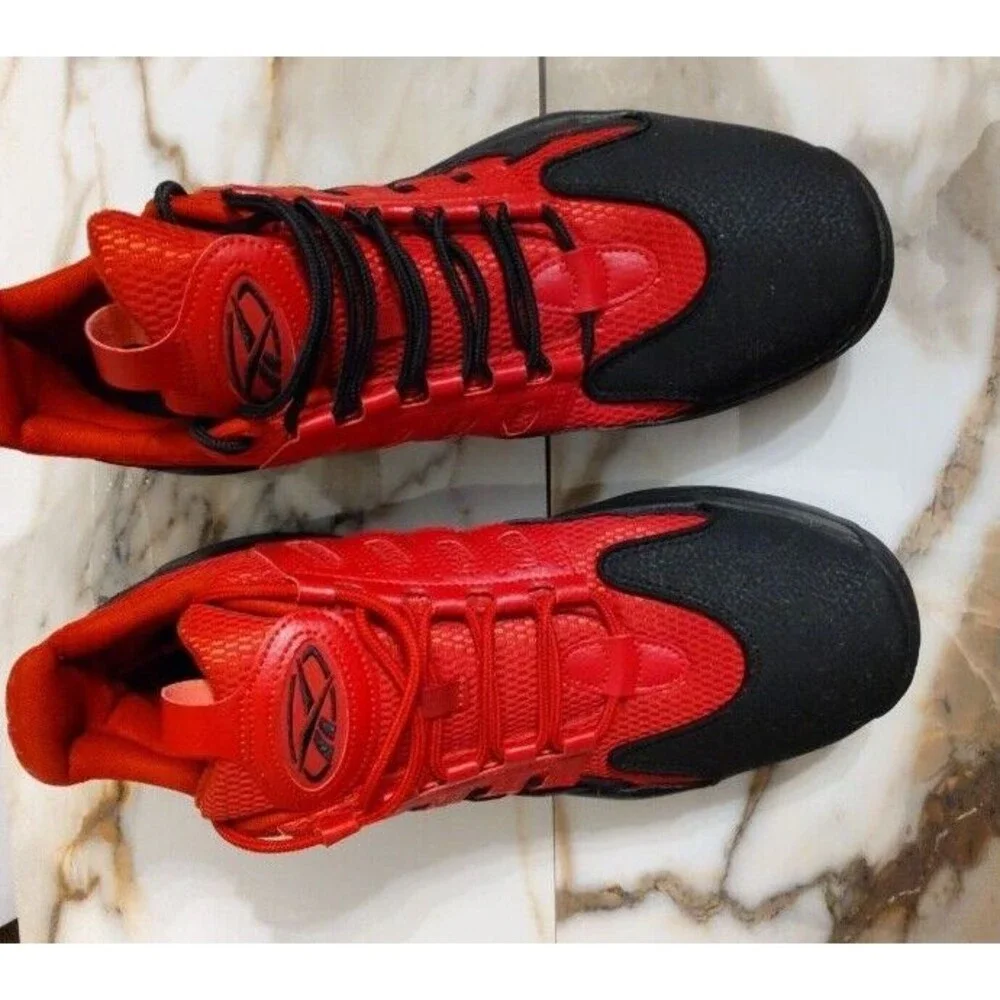 Men's Reebok Allen Iverson Solution Black Flash Red Mid Sneakers Sz 13